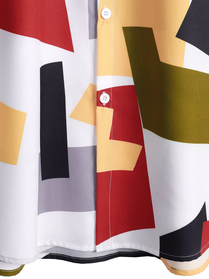 Malakai | Geometric Color Block Print Button Up Shirt