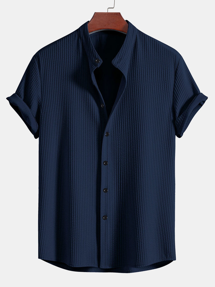 Bodhi | Muscle Fit Ribbed Stand Collar Shirt