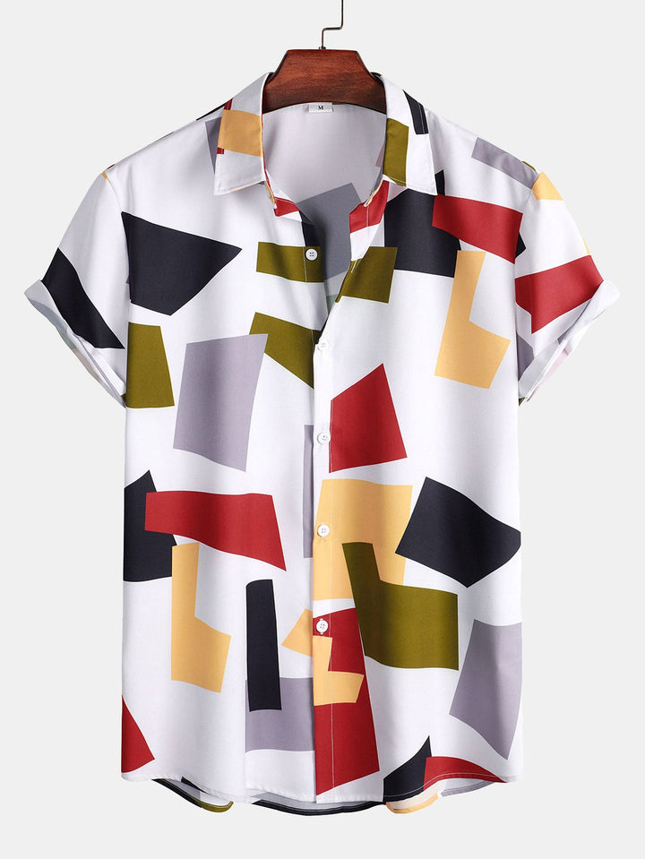 Malakai | Geometric Color Block Print Button Up Shirt