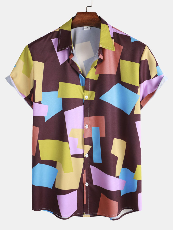 Malakai | Geometric Color Block Print Button Up Shirt