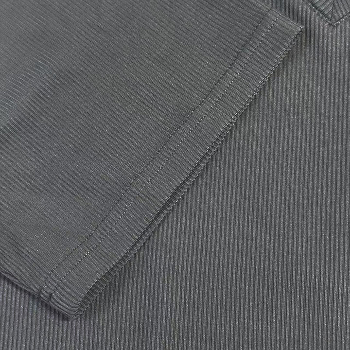 Men's Casual Ribbed Cotton Blend V-neck Slim Fit Short-sleeved T-shirt 51265184M