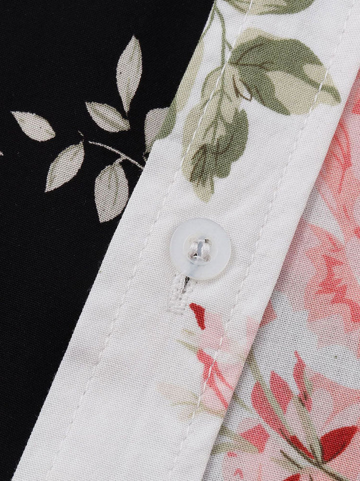 Wright | Two-Tone Floral Print Shirt