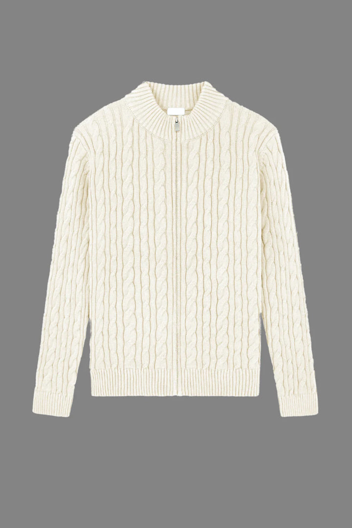Gordon | Cashmere Cable Knit Full-Zip Sweater