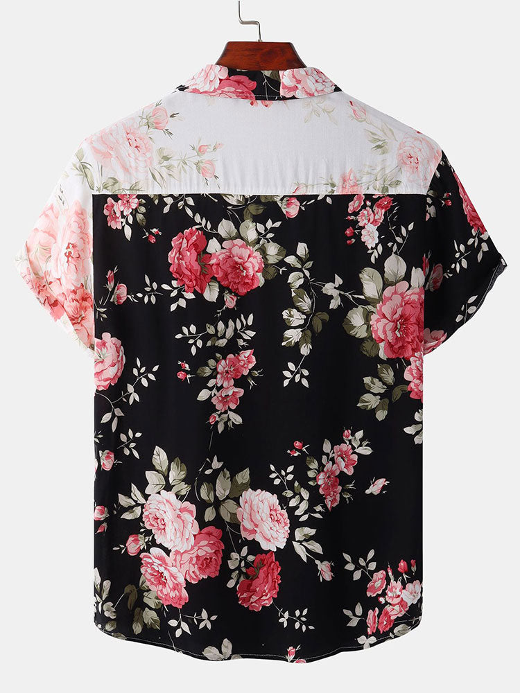 Wright | Two-Tone Floral Print Shirt