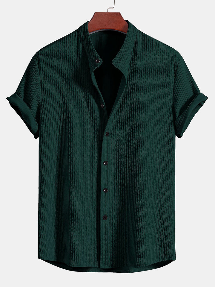 Bodhi | Muscle Fit Ribbed Stand Collar Shirt
