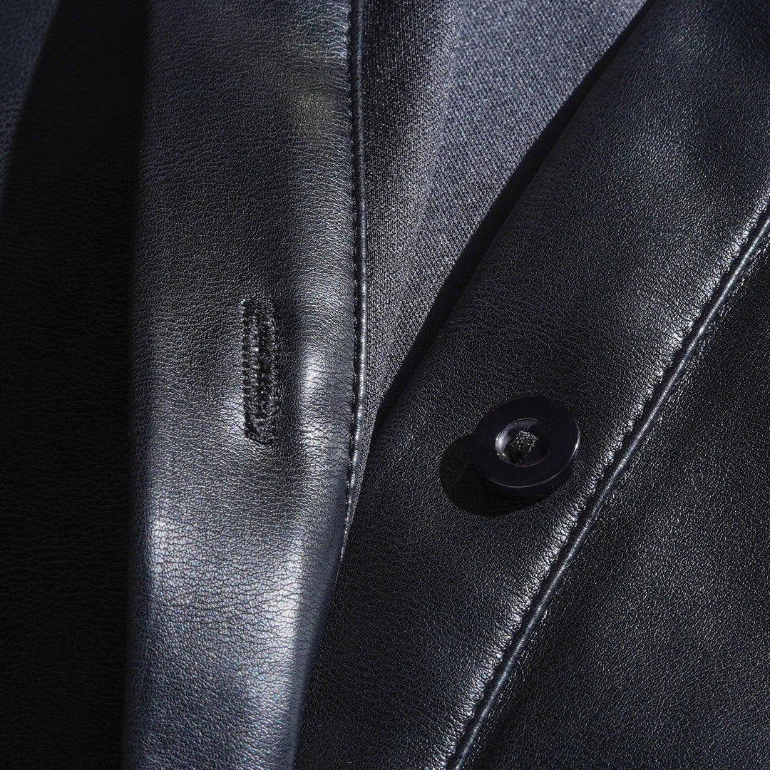 Men's Classic Casual Slim Fit Leather Long Sleeve Shirt 79897850K