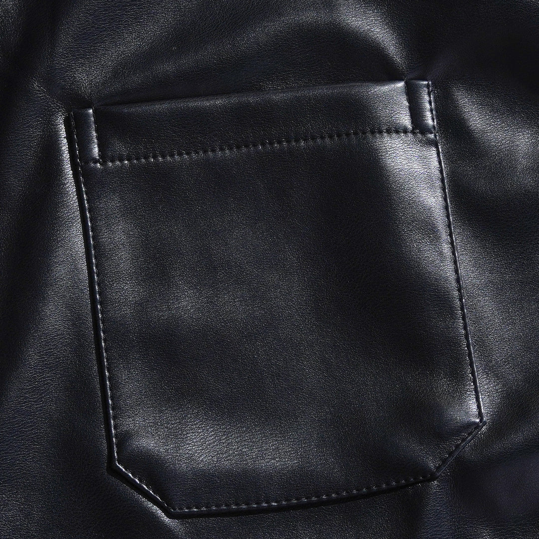 Men's Classic Casual Slim Fit Leather Long Sleeve Shirt 79897850K