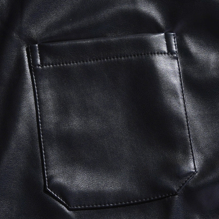 Men's Classic Casual Slim Fit Leather Long Sleeve Shirt 79897850K