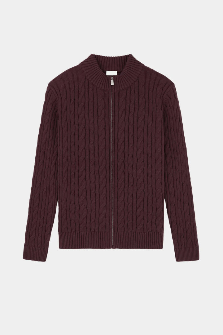Gordon | Cashmere Cable Knit Full-Zip Sweater