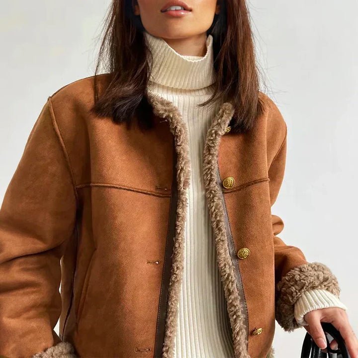 Amber | Sheepskin Button Jacket