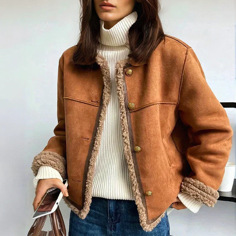 Amber | Sheepskin Button Jacket