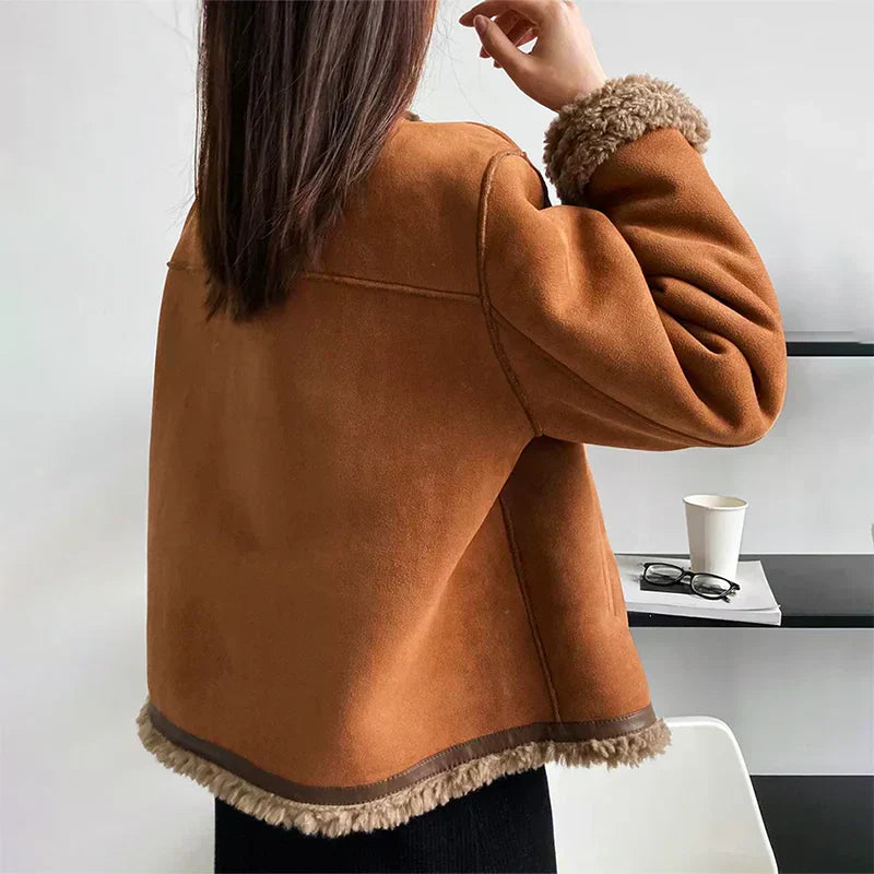 Amber | Sheepskin Button Jacket