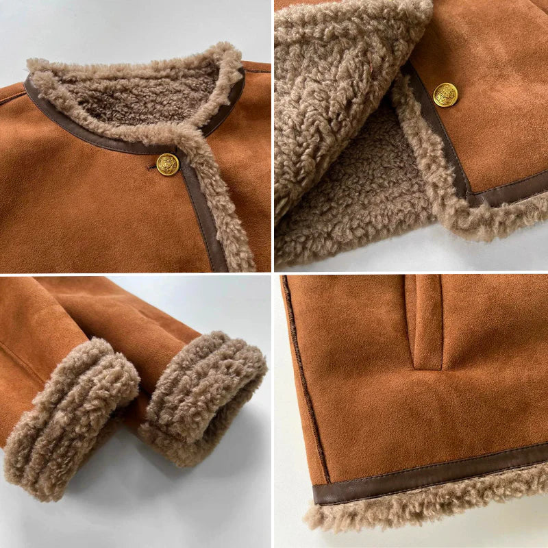 Amber | Sheepskin Button Jacket