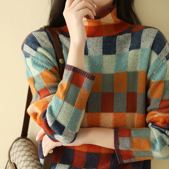 Sara | Turtleneck patchwork pattern