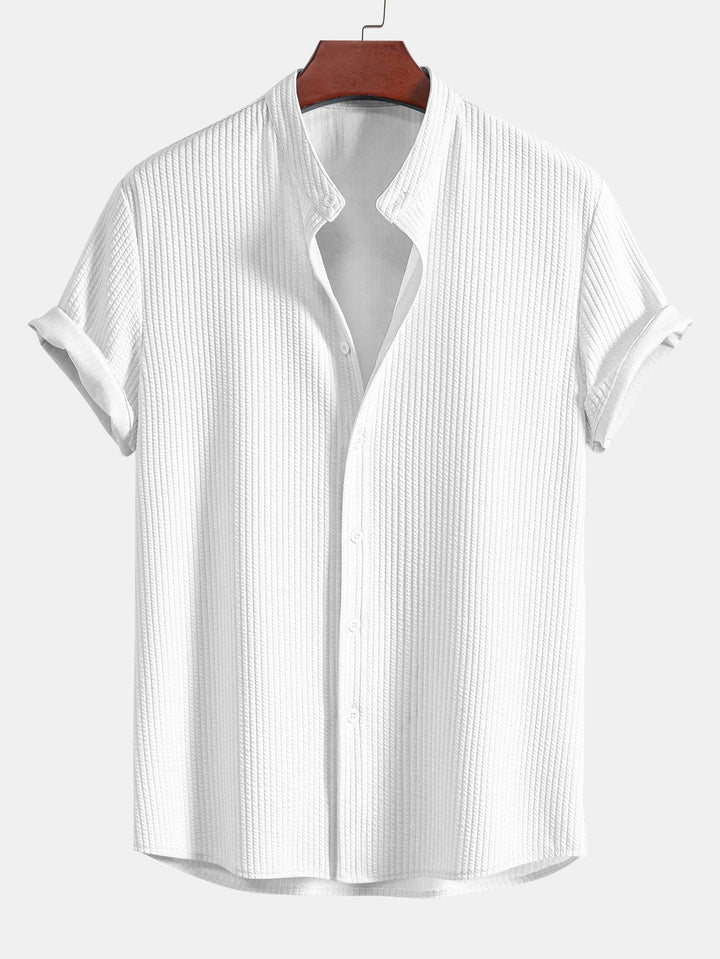 Bodhi | Muscle Fit Ribbed Stand Collar Shirt